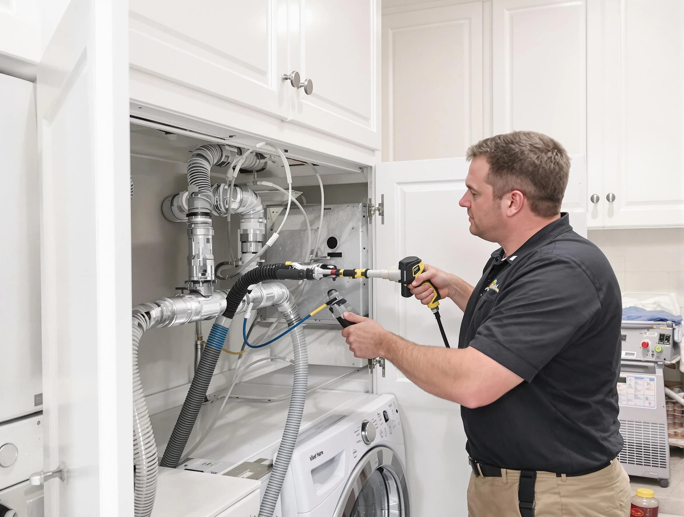 Calera Dryer Vent Cleaning professional removing severe blockage from a clogged dryer vent in Calera