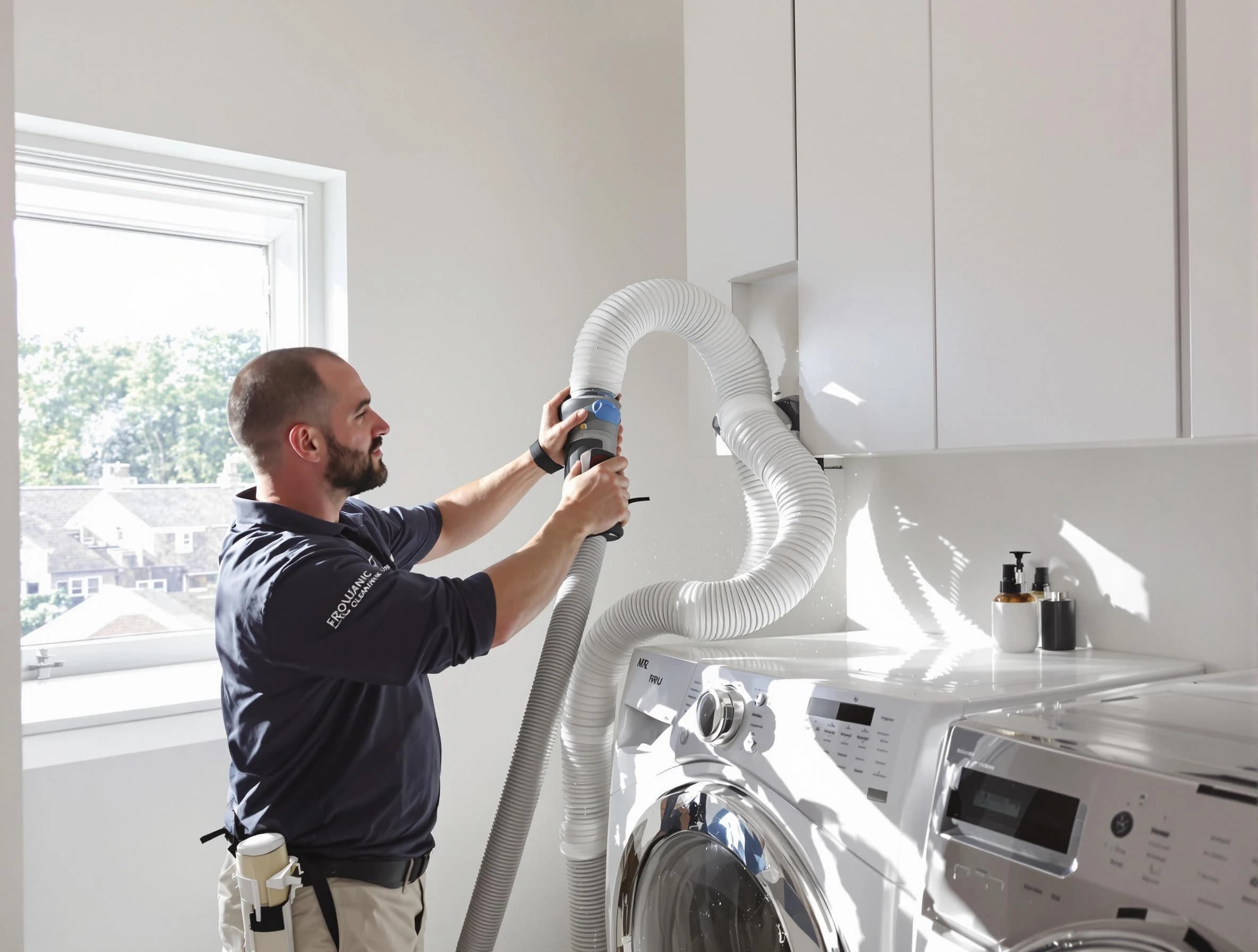 Certified Calera Dryer Vent Cleaning technician performing dryer vent cleaning in Calera