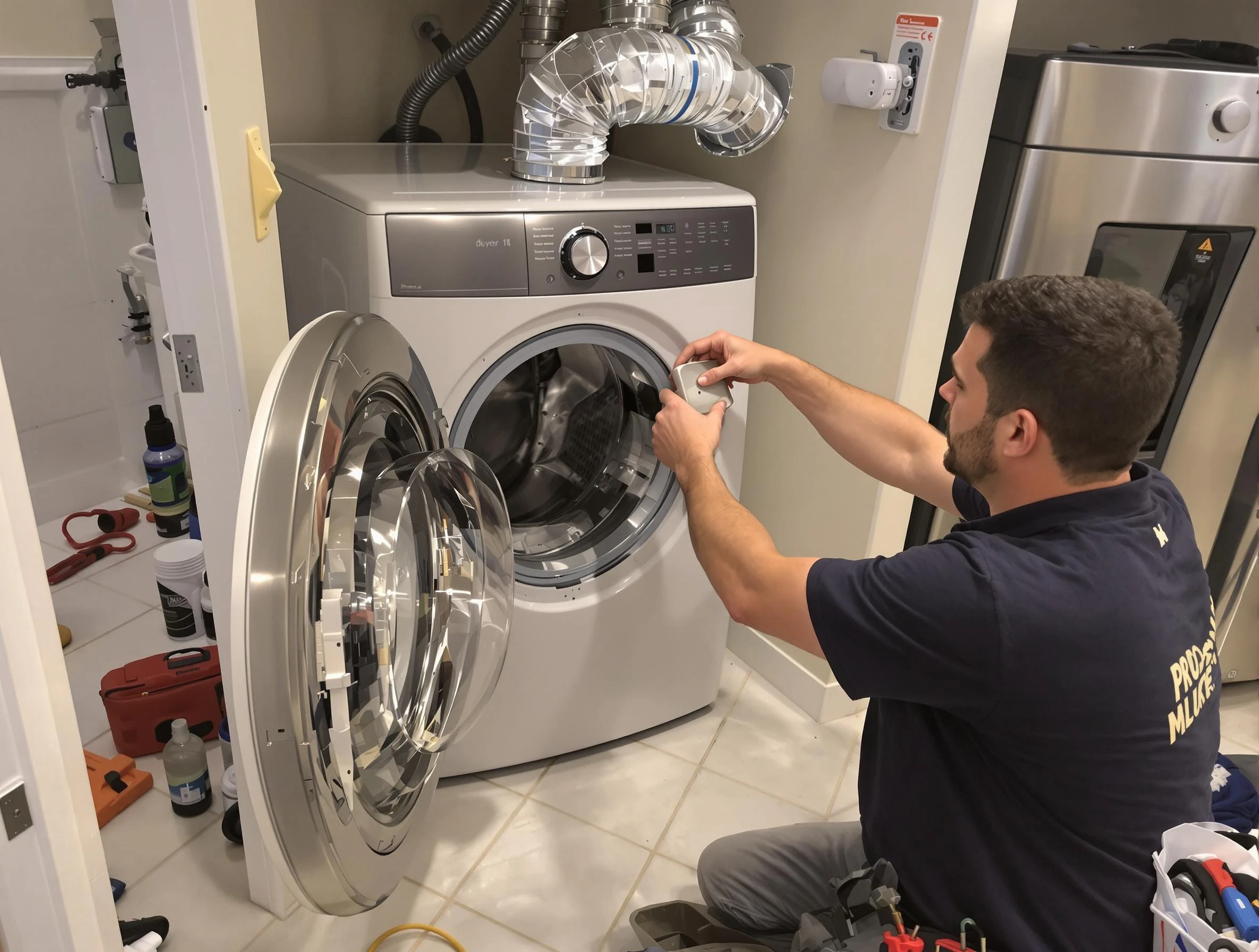 Calera Dryer Vent Cleaning technician performing precise dryer vent hose installation in Calera